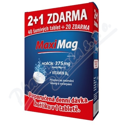 MaxiMag Hořčík+B6 šumivé tbl.2+1 ZDARMA 3x20 tbl.