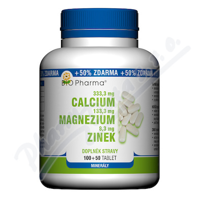 Calcium 333mg+Magnezium 133mg+Zinek 8mg tbl.100+50