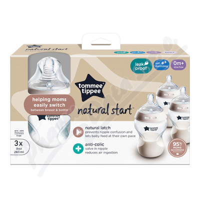 Tommee Tippee Natural Kojenec.lahev 260ml 0m+ 3ks