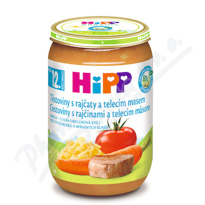 HiPP Těstoviny s rajčaty a telecím m.BIO 12+m 220g