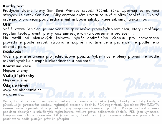 Seni San inkontinenční vložné pleny prima 30ks