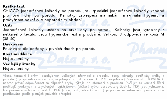 CHICCO Kalhotky jednorázové po porodu vel.3/4ks