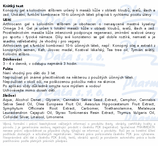 Annabis Arthrocann gel klouby svaly 75ml