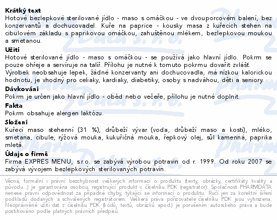 EXPRES MENU Kuře na paprice 600g