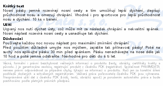 Náplast proti chrápání 10ks Questaplast