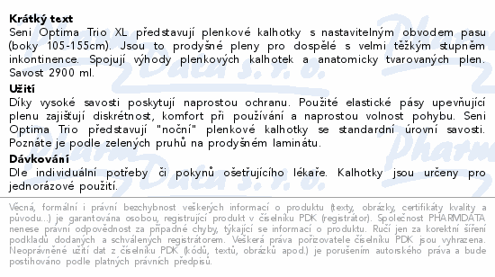 Seni Optima Trio inkon.plenkové kalhotky XL 10ks