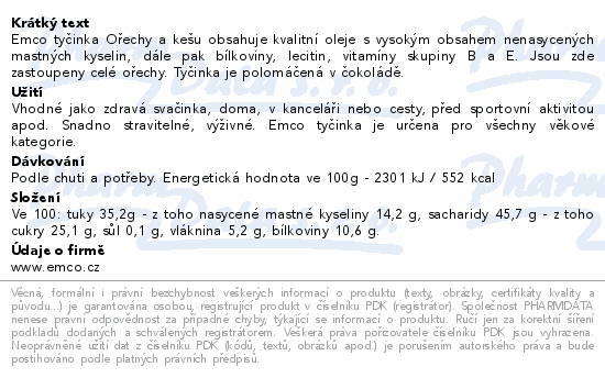 EMCO Tyčinka Ořechy a pistácie 35g