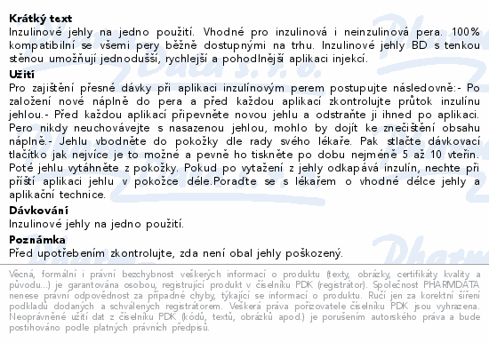 BD jehličky k inz.perům 8mm 30G tenkostěnné 100ks