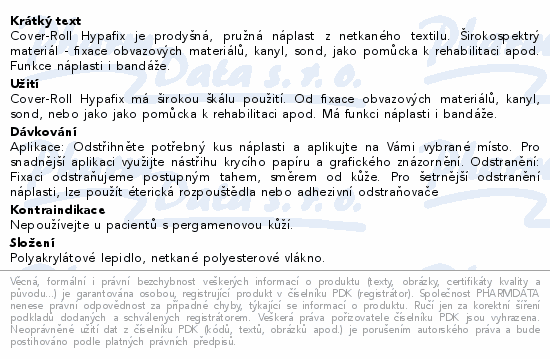 Cover Roll Hypafix 10cmx9.2m nápl.z NT bez polšt.