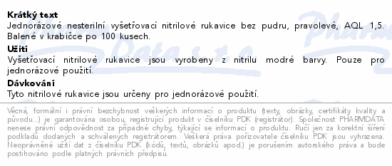 Rukavice nitrilové MAXTER bezpudrové vel.M 100ks