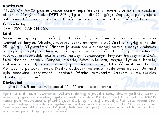 Repelent Predator MAXX Plus sprej 80ml