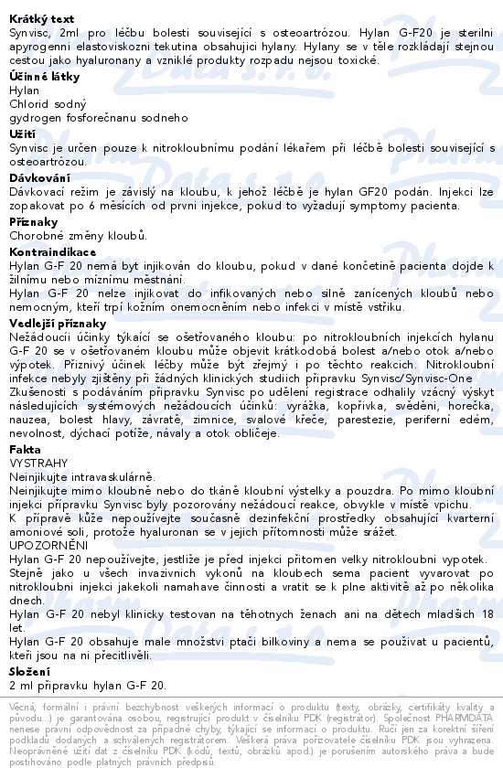 Synvisc 16mg/2ml x 1 SYR