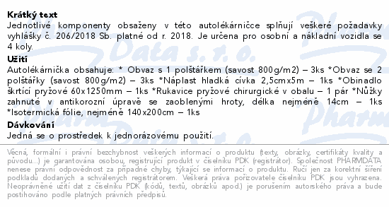 Autolékárnička vyhl.č.206/2018 plast Steriwund