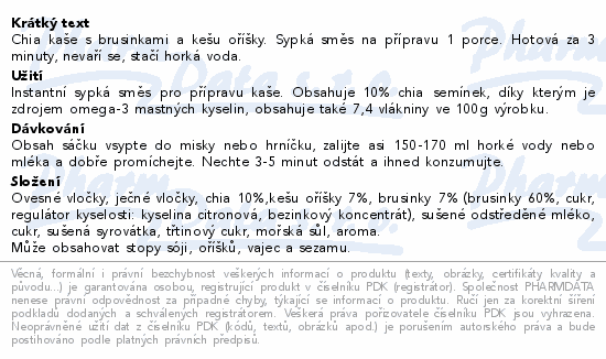 Semix Chia kaše brusinky a kešu oříšky 65g