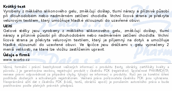 svorto 126 Gel. stélky vkládací 35-40 (dámské)