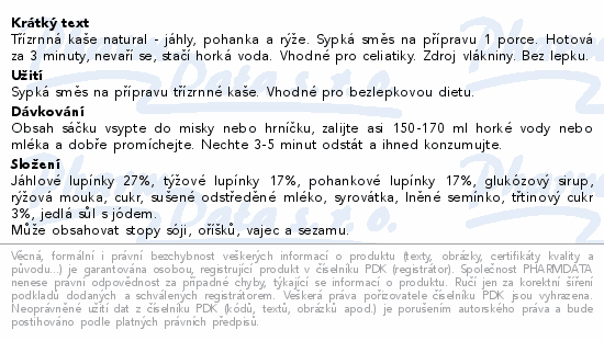 Kaše Třízrnná natural 65g