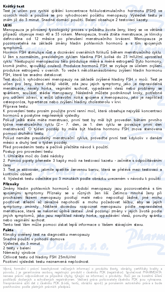 KlimaSei Test na menopauzu 2ks