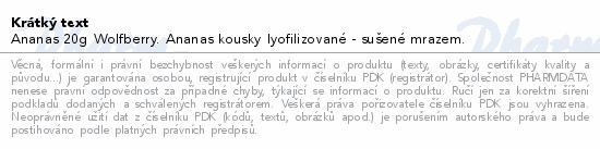 Ananas sušený mrazem 20g Wolfberry