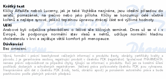 Vojtěžka Alfalfa sem.na klíčení BIO 200g Wolfberry