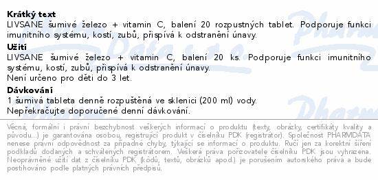 LIVSANE Šumivé tablety Železo + Vitamin C 20ks