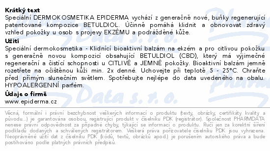 EPIDERMA bioak.balz.pokož.s projevy ekzému 300ml