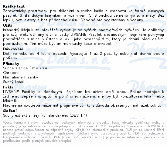LIVSANE Pastilky s islandským lišejníkem 40ks
