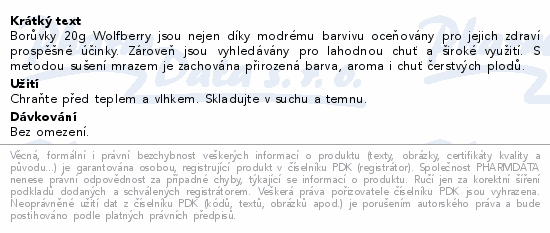 Borůvky lyofilizované 20g Wolfberry
