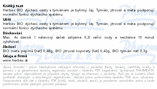 HERBEX BIO dýchací cesty s tymiánem n.s.20x1.2g