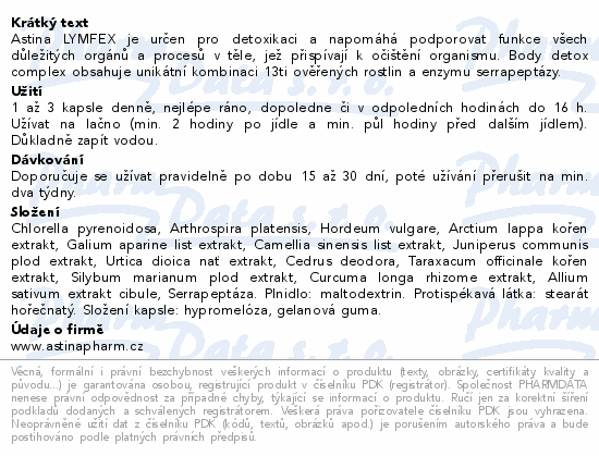 Astina LYMFEX detox body cps.60+15