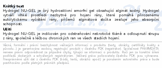 NU-GEL hydrogelový obvaz s alginátem 25g (6ks)