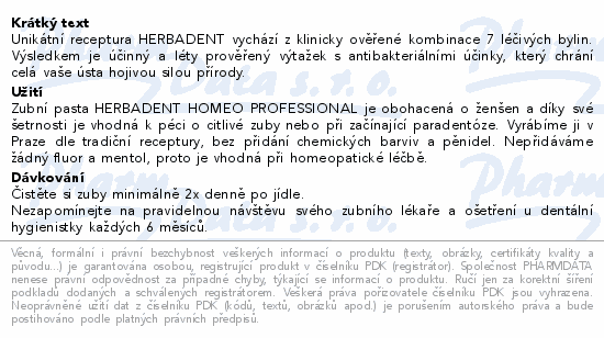 HERBADENT HOMEO PROFES.bylin.zub.pasta+ženšen 100g