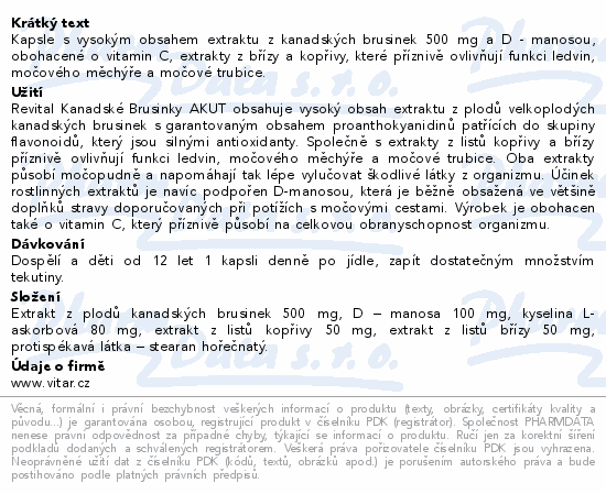 Revital Kanadské brusinky Akut 500mg cps.15