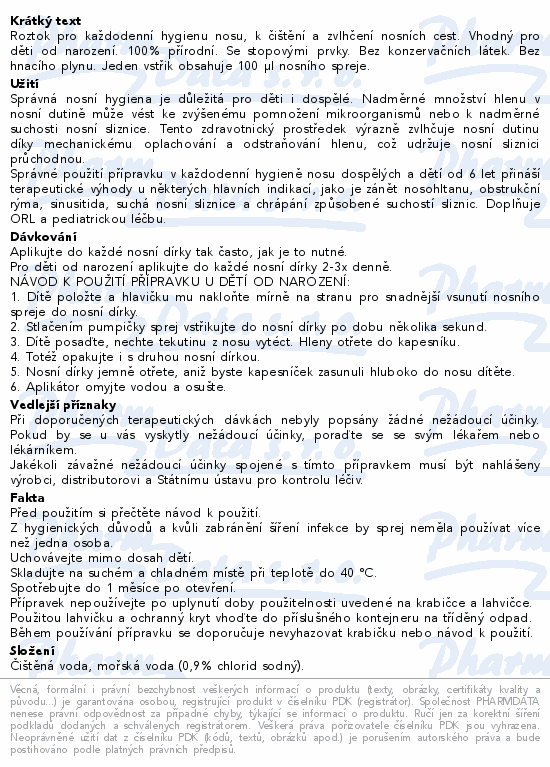 LIVSANE Nos.sprej Mořská voda BABY Izotonická 30ml