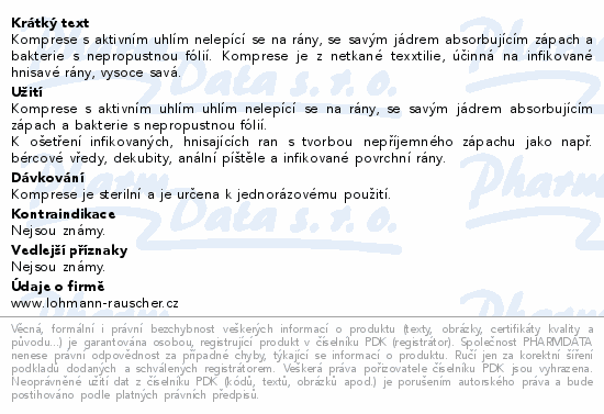 Komprese Vliwaktiv s aktivním uhlím 10x10cm 20ks
