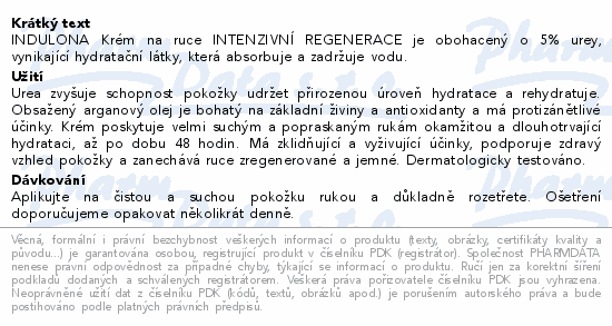 INDULONA krém na ruce intenzivní regenerace 50ml