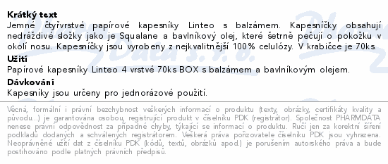 Linteo Papírové kapes.4vrstvé 70ks BOX balz+olej