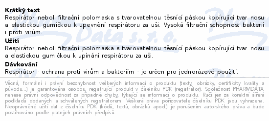 Respirátor GPP2 (tř. ochrany FFP2 NR) 5 ks