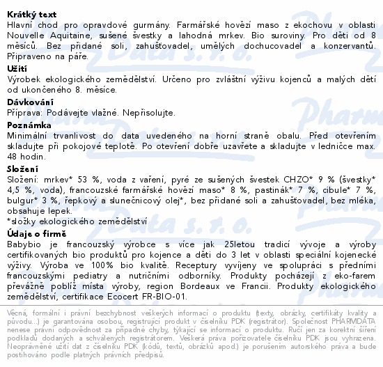 BABYBIO mrkev-suš.švestky-hovězí maso 8m+ 2x200g