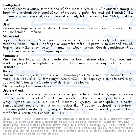 BABYBIO zelenina-krůtí maso-rýže 8m+ 2x200g