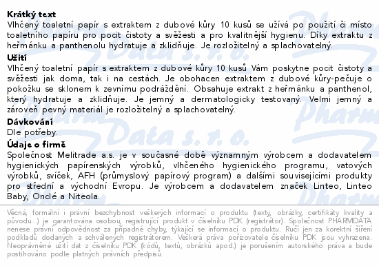 Linteo Vlhčený toaletní papír s dubovou kůrou 10ks