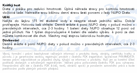 NUPO Diet Oatmeal kaše jablko/skořice 12x32g new