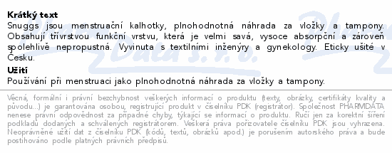 Snuggs Menstruační kalhotky stř.men.klasik střih S