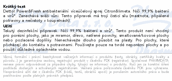 DETTOL Power&Fresh antibakt.sprej Citr.&Lim.500ml