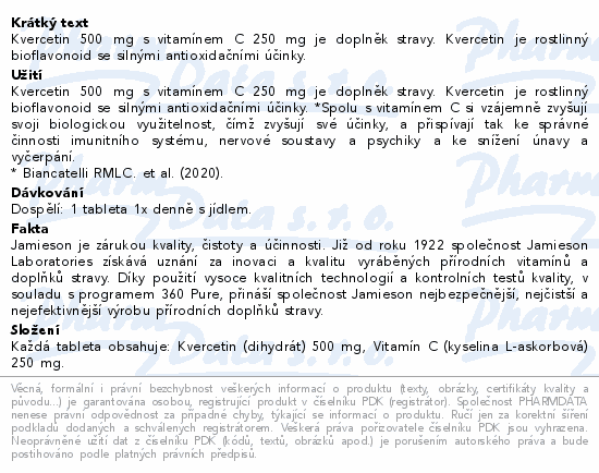 JAMIESON Kvercetin 500mg s vit.C 250mg tbl.45
