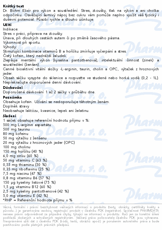 Dr.Böhm Elixír pro výkon 14 sáčků