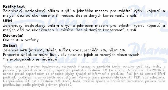 Rudolfs Zelenina rýže jehněčí maso BIO 190g 6M+