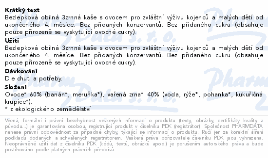 Rudolfs Obil.3zrnná kaše ovoc.kapsič.BIO 110g 4M+