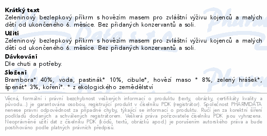 Rudolfs Špenát bram.past.hověz.kapsič.BIO 110g 6M+