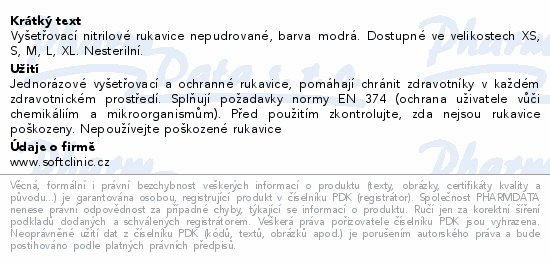 SOFTCLINIC Nitril ruk.vyšetř.nepudr.modré S 100ks