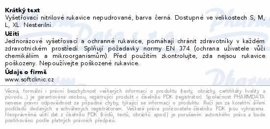 SOFTCLINIC Nitril ruk.vyšetř.nepudr.černé S 100ks